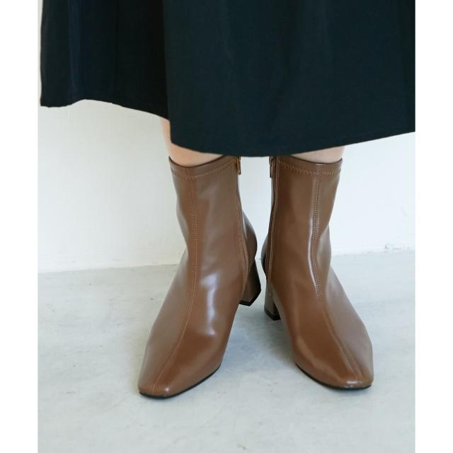 ルクールブラン（le．coeur blanc）/《WEB限定アイテム》スクエアトゥ裏起毛ストレッチブーツ