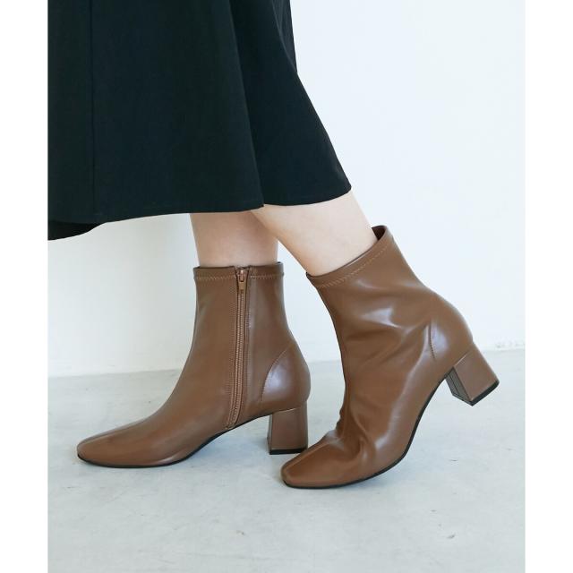 ルクールブラン（le．coeur blanc）/《WEB限定アイテム》スクエアトゥ裏起毛ストレッチブーツ