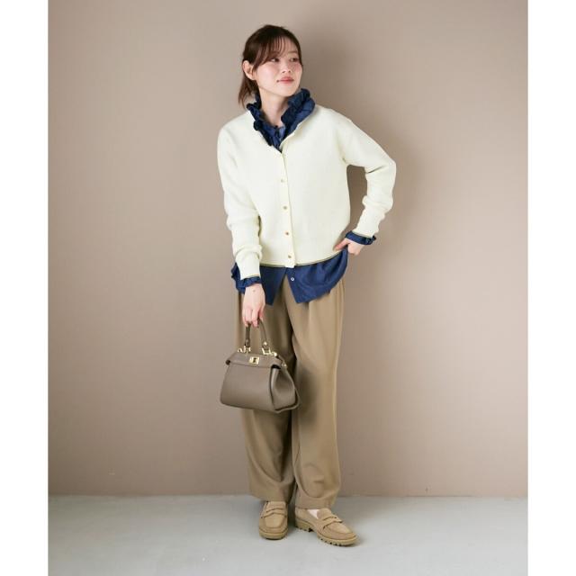 ルクールブラン（le．coeur blanc）/《手洗い可能》ラメドットジャガードカーディガン