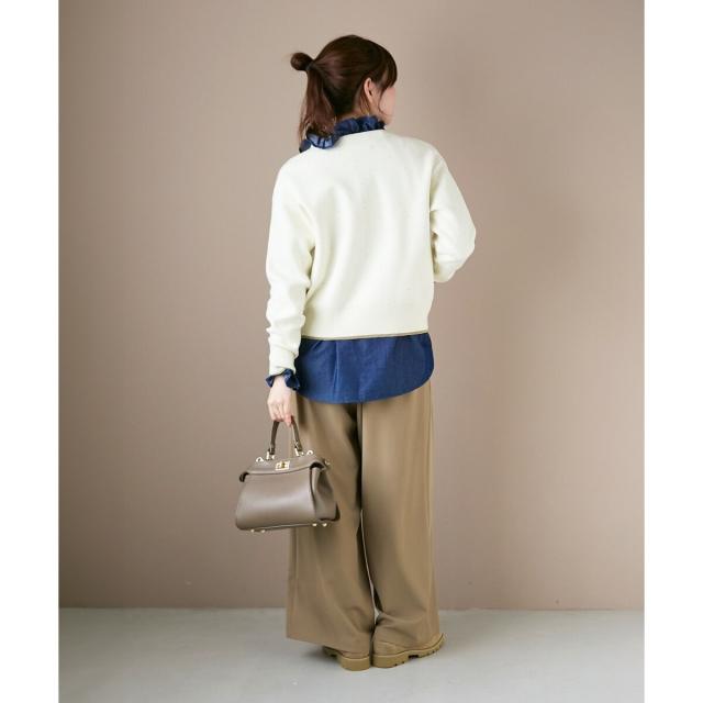 ルクールブラン（le．coeur blanc）/《手洗い可能》ラメドットジャガードカーディガン