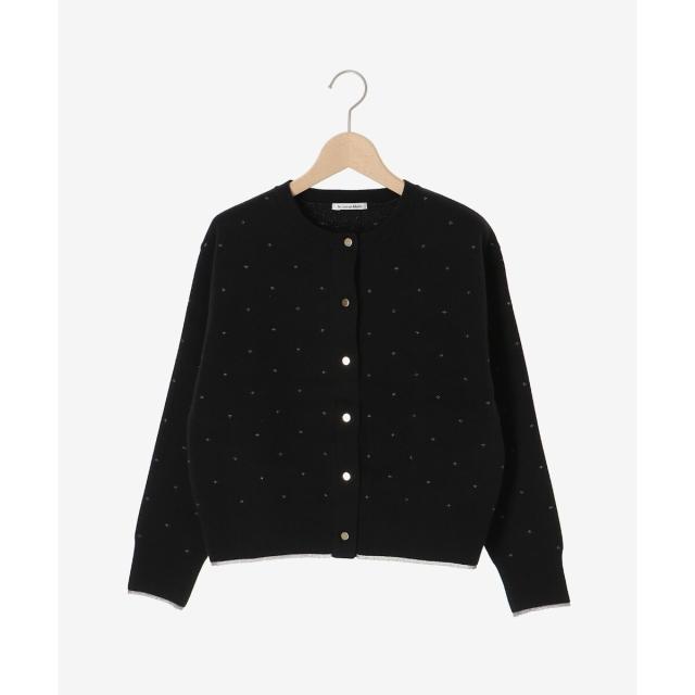 ルクールブラン（le．coeur blanc）/《手洗い可能》ラメドットジャガードカーディガン