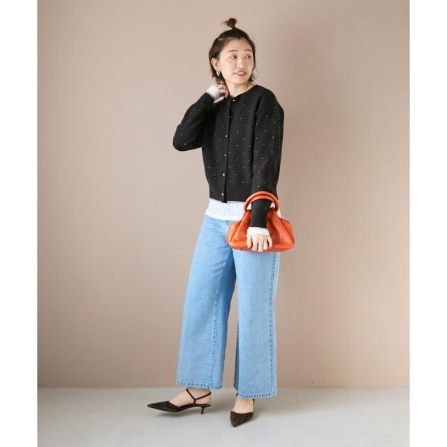 ルクールブラン（le．coeur blanc）/《手洗い可能》ラメドットジャガードカーディガン