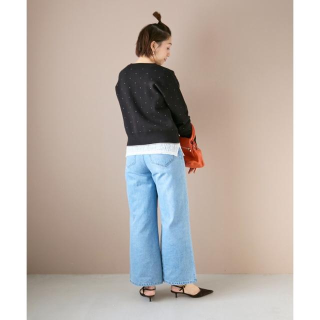 ルクールブラン（le．coeur blanc）/《手洗い可能》ラメドットジャガードカーディガン