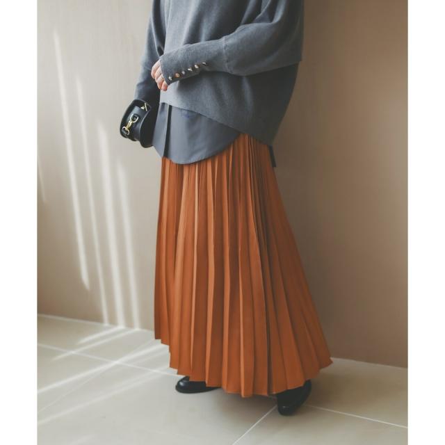 ルクールブラン（le．coeur blanc）/《手洗い可能》マロンサテン変形プリーツスカート