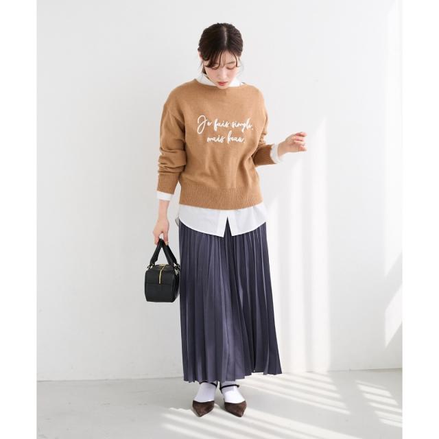 ルクールブラン（le．coeur blanc）/《手洗い可能》マロンサテン変形プリーツスカート