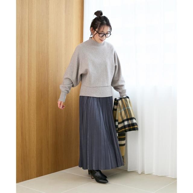 ルクールブラン（le．coeur blanc）/《手洗い可能》マロンサテン変形プリーツスカート