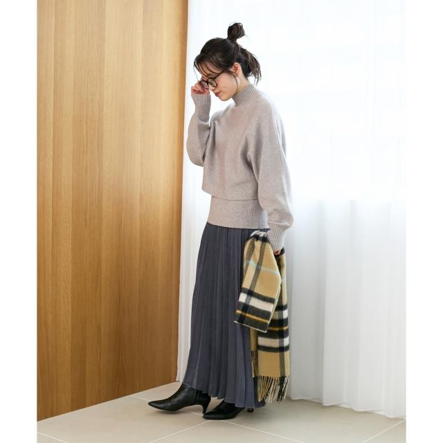 ルクールブラン（le．coeur blanc）/《手洗い可能》マロンサテン変形プリーツスカート