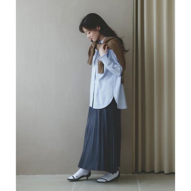 ルクールブラン（le．coeur blanc）/《手洗い可能》マロンサテン変形プリーツスカート