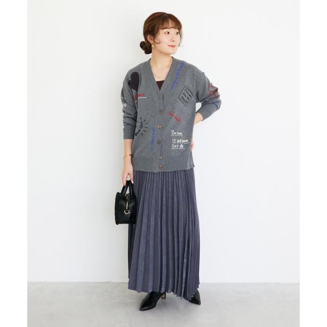 ルクールブラン（le．coeur blanc）/《手洗い可能》マロンサテン変形プリーツスカート