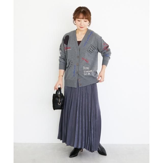 ルクールブラン（le．coeur blanc）/《手洗い可能》マロンサテン変形プリーツスカート