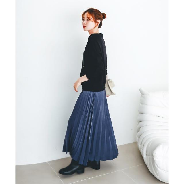 ルクールブラン（le．coeur blanc）/《手洗い可能》マロンサテン変形プリーツスカート