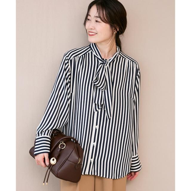 ルクールブラン（le．coeur blanc）/ストライプボウタイブラウス