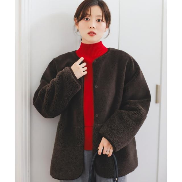 ルクールブラン（le．coeur blanc）/リバーシブルフェイクムートンコート