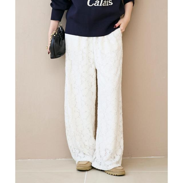 ルクールブラン（le．coeur blanc）/《WEB限定アイテム》起毛レースイージーパンツ