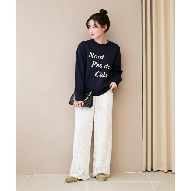 ルクールブラン（le．coeur blanc）/《WEB限定アイテム》起毛レースイージーパンツ