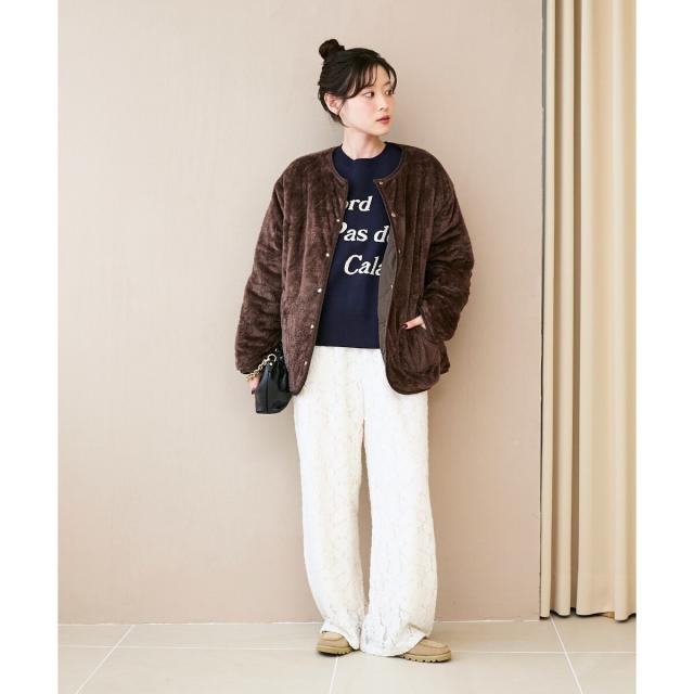 ルクールブラン（le．coeur blanc）/《WEB限定アイテム》起毛レースイージーパンツ