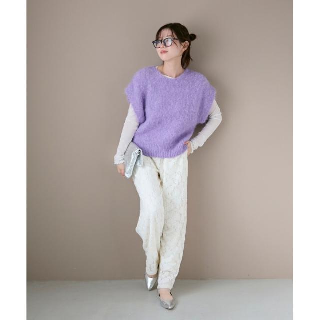 ルクールブラン（le．coeur blanc）/《WEB限定アイテム》起毛レースイージーパンツ