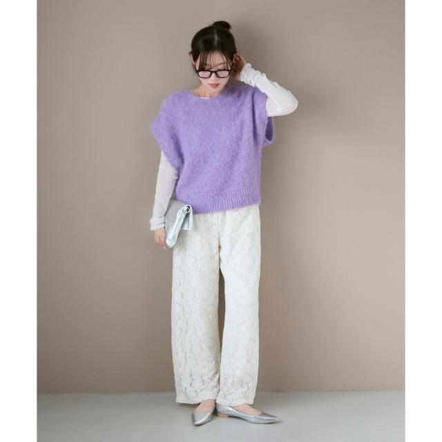 ルクールブラン（le．coeur blanc）/《WEB限定アイテム》起毛レースイージーパンツ