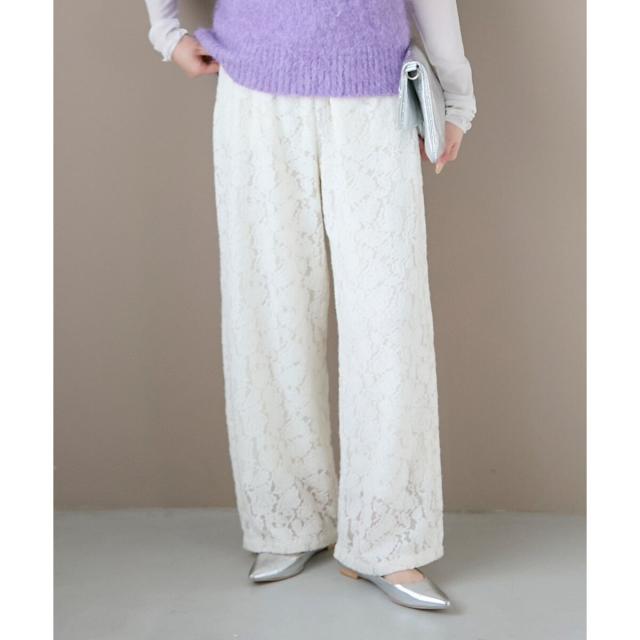 ルクールブラン（le．coeur blanc）/《WEB限定アイテム》起毛レースイージーパンツ