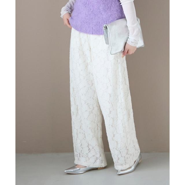 ルクールブラン（le．coeur blanc）/《WEB限定アイテム》起毛レースイージーパンツ