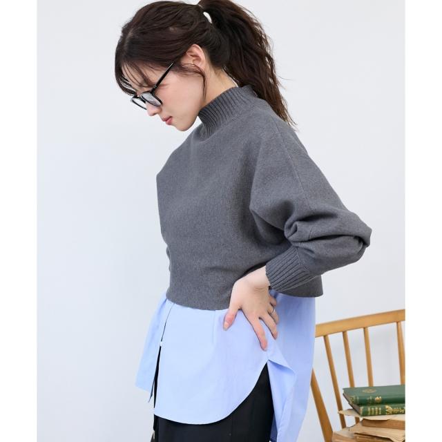 ルクールブラン（le．coeur blanc）/《手洗い可能》3WAYハイネックレイヤードニット