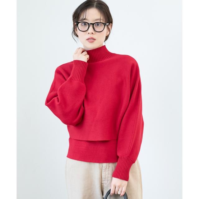 ルクールブラン（le．coeur blanc）/《手洗い可能》3WAYハイネックレイヤードニット