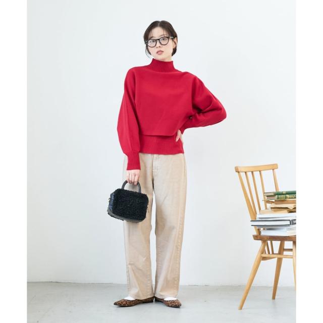 ルクールブラン（le．coeur blanc）/《手洗い可能》3WAYハイネックレイヤードニット