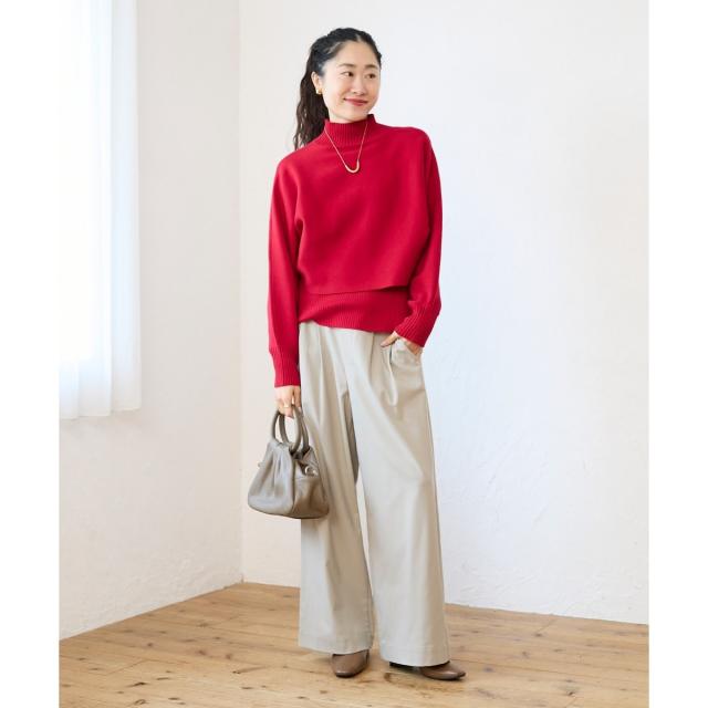 ルクールブラン（le．coeur blanc）/《手洗い可能》3WAYハイネックレイヤードニット