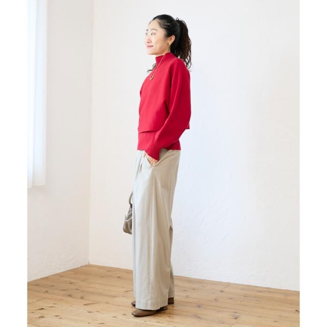 ルクールブラン（le．coeur blanc）/《手洗い可能》3WAYハイネックレイヤードニット