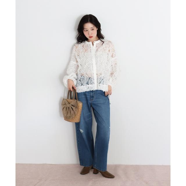 ルクールブラン（le．coeur blanc）/TORRAZZO DONNA別注フラワーレースブラウス_10