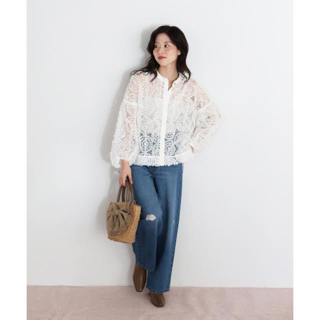 ルクールブラン（le．coeur blanc）/TORRAZZO DONNA別注フラワーレースブラウス_13