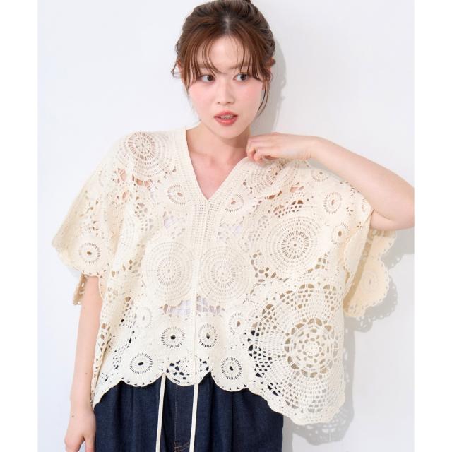 ルクールブラン（le．coeur blanc）/TORRAZZO DONNAクロシェレースブラウス