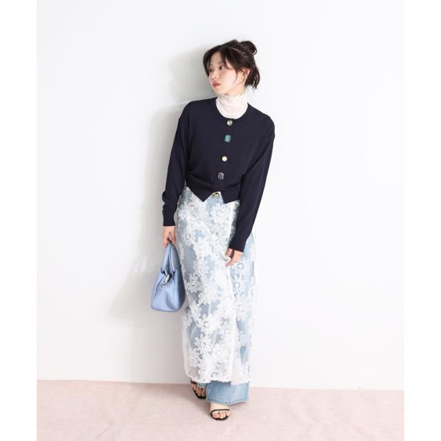 ルクールブラン（le．coeur blanc）/TORRAZZO DONNAフローラルレースラップスカート_9