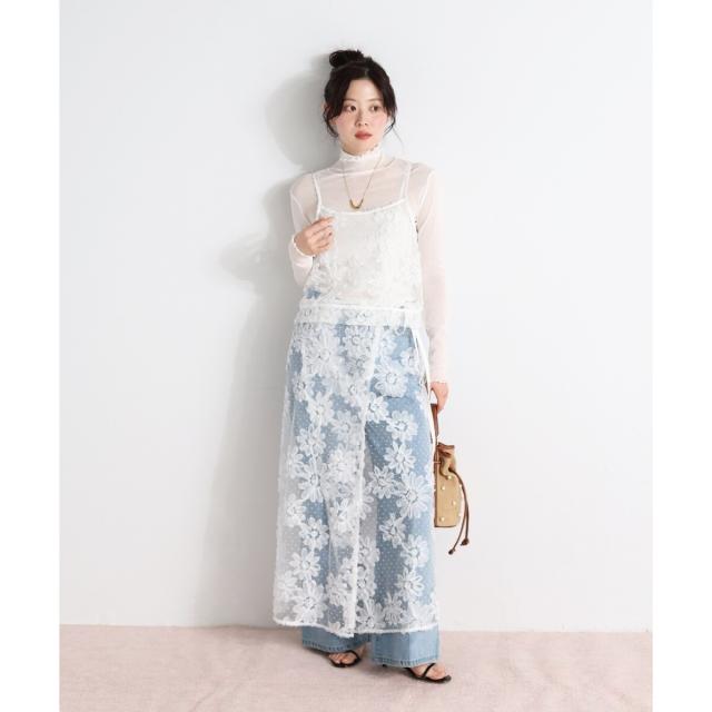 ルクールブラン（le．coeur blanc）/TORRAZZO DONNAフローラルレースラップスカート_10