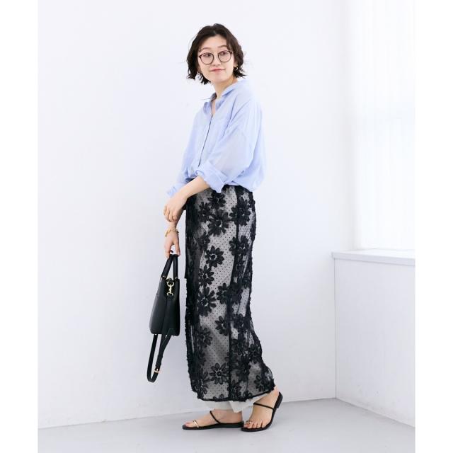 ルクールブラン（le．coeur blanc）/TORRAZZO DONNAフローラルレースラップスカート_17
