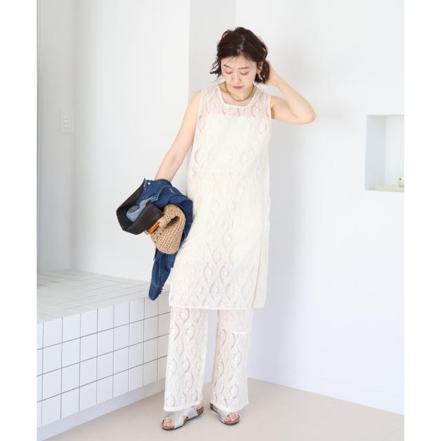 ルクールブラン（le．coeur blanc）/vaneumレーススクエアネックトップス_3