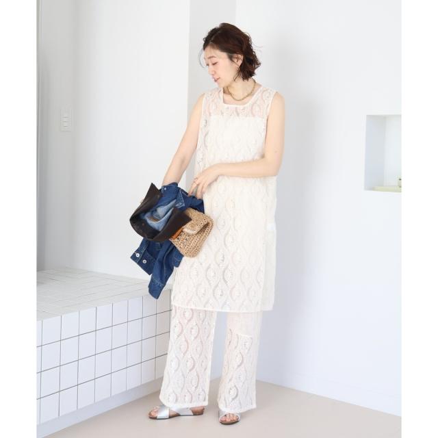 ルクールブラン（le．coeur blanc）/vaneumレーススクエアネックトップス_4