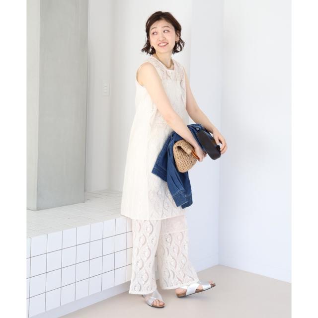 ルクールブラン（le．coeur blanc）/vaneumレーススクエアネックトップス_6