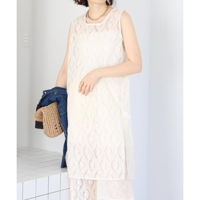 ルクールブラン（le．coeur blanc）/vaneumレーススクエアネックトップス_8