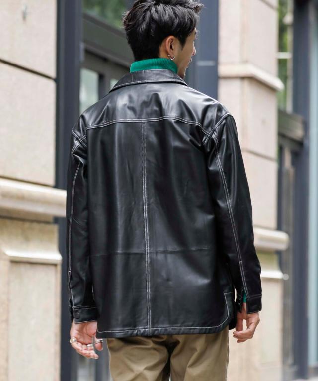ロンドンデニム/【LondonDenim】シープレザー/オーバーシャツ ブルゾン_3
