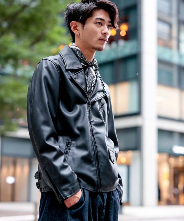 ロンドンデニム/【LondonDenim】フェイクレザー/ダブルライダースの