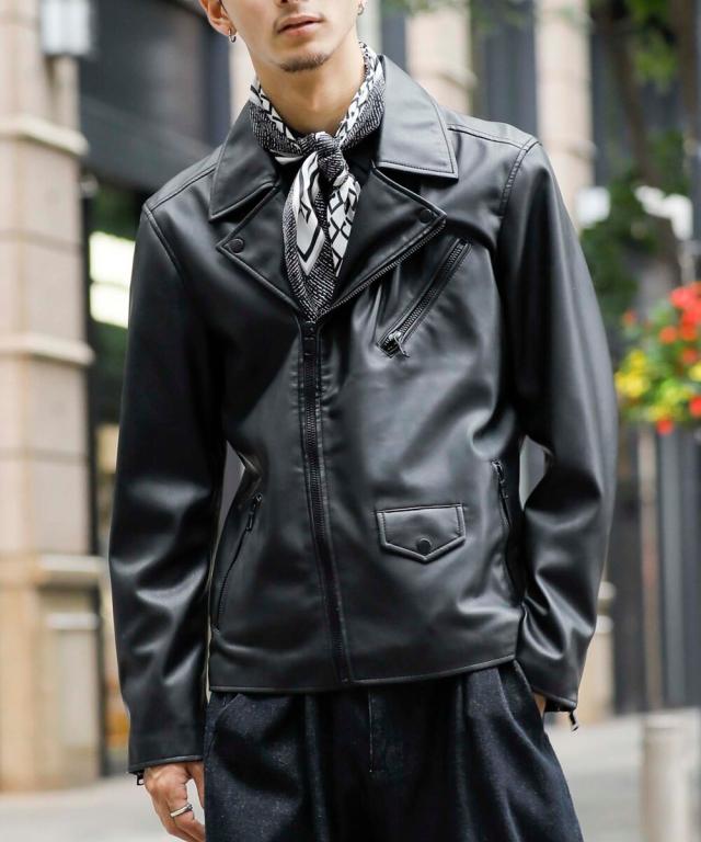 ロンドンデニム/【LondonDenim】フェイクレザー/ダブルライダースの