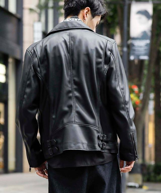 ロンドンデニム/【LondonDenim】フェイクレザー/ダブルライダースの