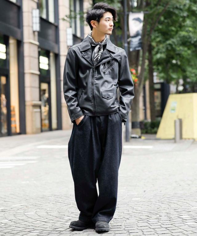 ロンドンデニム/【LondonDenim】フェイクレザー/ダブルライダースの