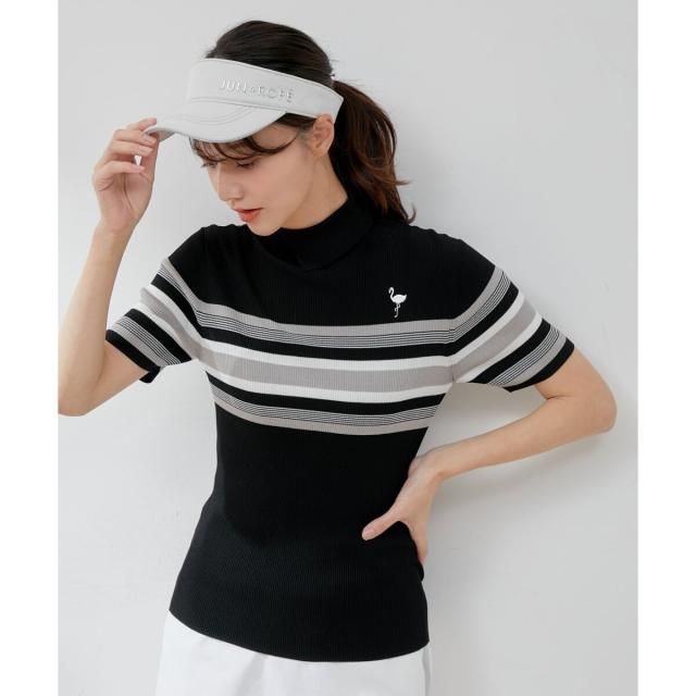 ジュン＆ロぺ（JUN&ROPE’）/マルチボーダー柄5分袖リブプルオーバーの通販は