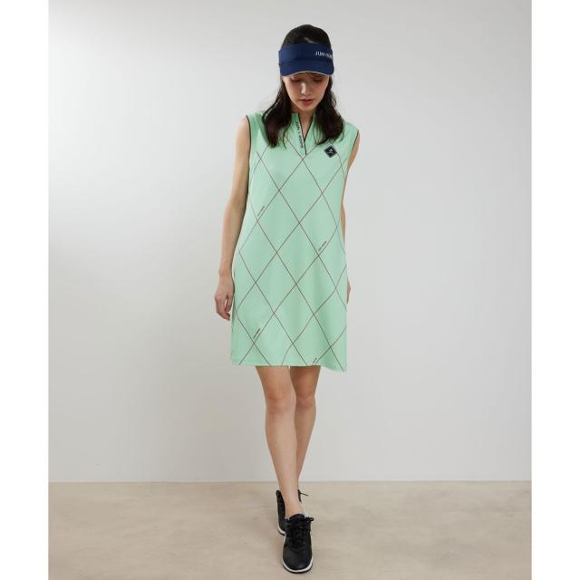 ◆タグ付◆ JUN&ROPE BIGダイヤ柄 スリットネックワンピース ジュン＆ロぺ（JUN&ROPE'）/BIGダイヤ柄 スリットネックワンピース