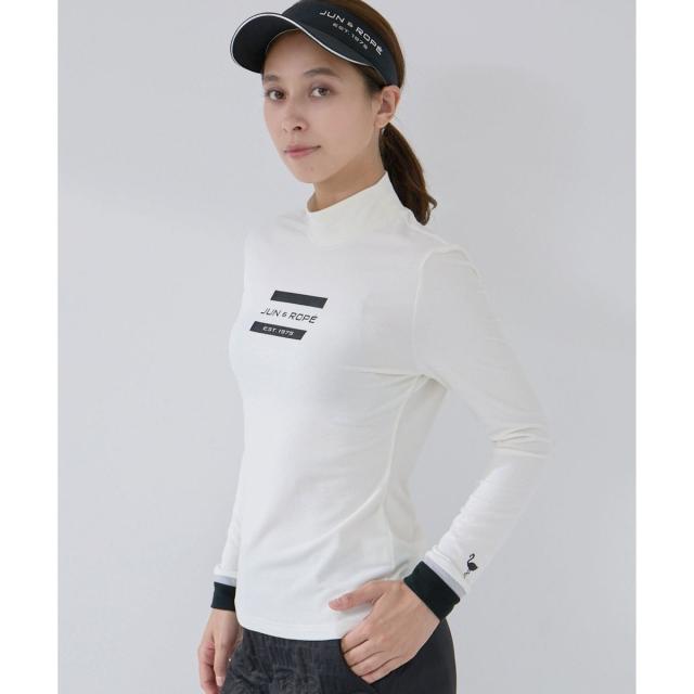 ジュン＆ロぺ（JUN&ROPE’）/フロントロゴ長袖モックプルオーバー/保温・吸湿発熱