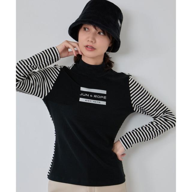 ジュン＆ロぺ（JUN&ROPE’）/ボーダーミックス長袖モックプルオーバー/吸湿発熱・保温