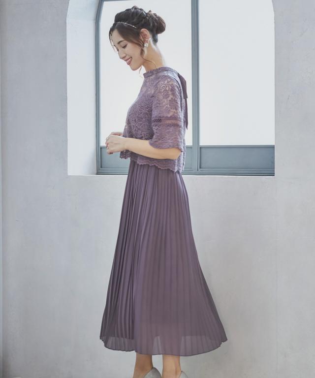 ドレスプラス（DRESS+）/ワンピース ドレス レース プリーツ パーティードレス 結婚式_12