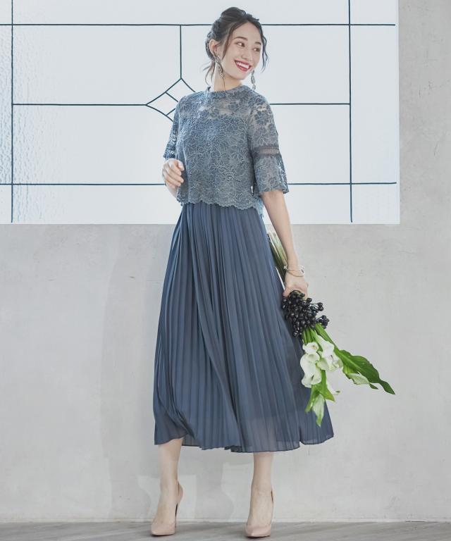ドレスプラス（DRESS+）/ワンピース ドレス レース プリーツ パーティードレス 結婚式_1